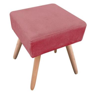 Imagem de Puff Decorativo Ibiza Quadrado Suede Pés Palito Natural Rose - DROSSI