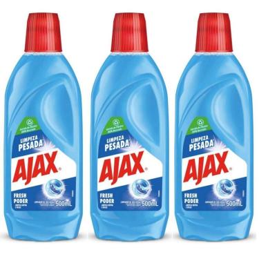 Imagem de Kit 3 Limpador Diluível Ajax Fresh Blue Limpeza Pesada 500ml