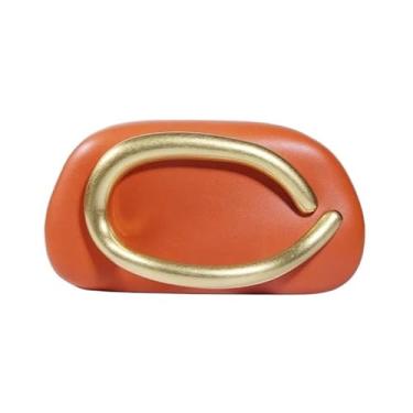 Imagem de Bride Metal Gold Bolsa de mão feminina luxuosa para banquete à noite, bolsa de ombro para casamento, festa, caixa de dia, data, Poliuretano laranja, One Size