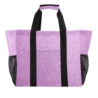 Imagem de ODAWA Bolsa de mão lavável à prova d'água à prova de areia para mãe, bolsa de verão portátil lavanda roxa gradiente para férias