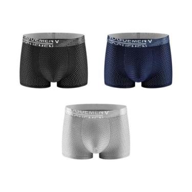 Imagem de Conjunto De 3 Cuecas Boxer Masculinas De Seda Gelada Tamanho Grande, L