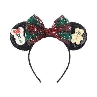 Imagem de Tiara De Natal Da Disney Para Meninas Com Orelhas De Rato, Laço De Lan