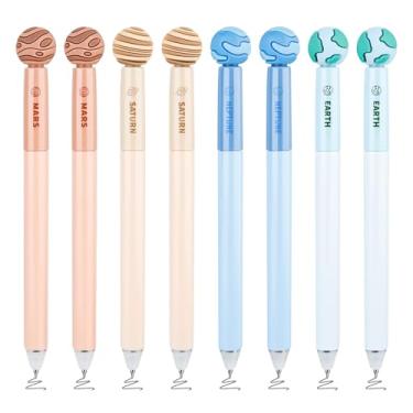 Imagem de BAYTORY 8 peças de canetas de gel apagáveis, caneta giratória de ponta fina de 0,5 mm com borrachas, canetas apagáveis para alívio de estresse, escrita suave para meninos e meninas (tinta preta)