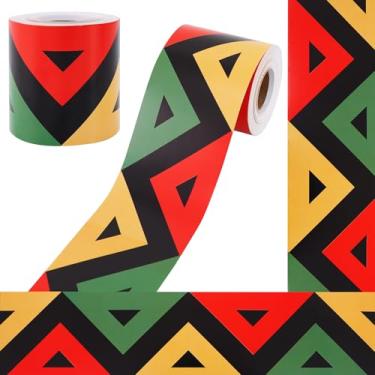 Imagem de Vuzvuv Borda para quadro de avisos do mês da história negra, 1 rolo de borda do dia de junho de 190 cm, listra para sala de aula, escritório e decoração de casa