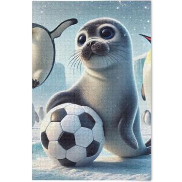 Imagem de Quebra-cabeça de pinguim com selo polar personalizado, 500 peças para adultos, estampa animal, arte exclusiva, colorido, quebra-cabeça, jogos, presentes tecnológicos, 52 x 37,8 cm