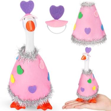 Imagem de AmazingSpark 1 Set Valentine's Day Mini Desk Goose Outfit 7 Inch Magnetic Goose Statue Key Holder Romantic Valentine Clothes for Magnetic Duck Statue Table Desk Key Holder Decor (Pink,Mini Heart)