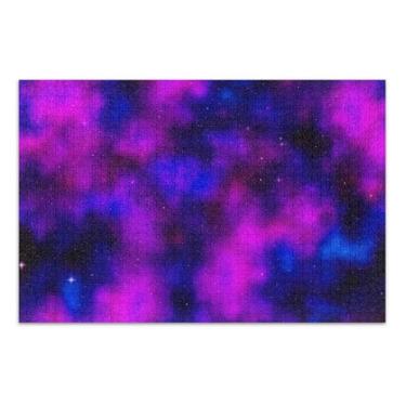 Imagem de Quebra-cabeça 1000 peças para adultos galáxia cósmica roxo azul cores pintura animal quebra-cabeça colorido elefante branco, 75 x 40 centímetros