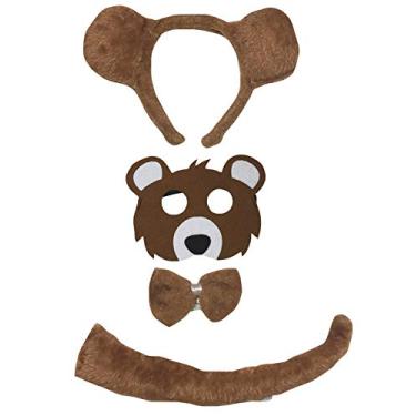Imagem de Máscara de urso Petitebella com laço na cabeça, 4 peças, fantasia 1-5 anos (cauda longa, 1-5 anos)