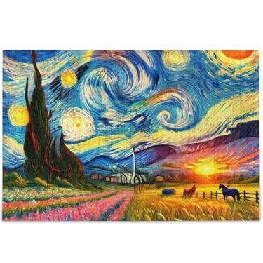 Imagem de Quebra-cabeça de flores para adultos noite estrelada 1000 peças presentes engraçados de tecnologia de jogo exclusivo divertido brinquedo adulto decoração de arte animal, 75 cm x 50 cm