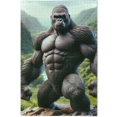 Imagem de Gorila macaco adultos 1000 peças quebra-cabeças engraçados jogos tecnologia presentes arte hard puzzles paisagem arte, 75 cm x 50 cm