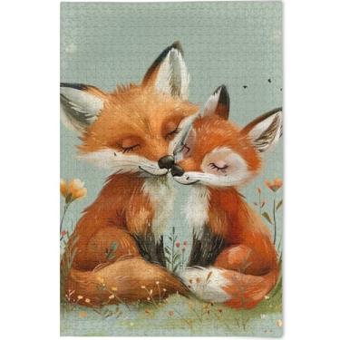 Imagem de Quebra-cabeças florais de raposas fofas personalizadas 1000 peças para adultos desenhos animados arte animal presentes masculinos exclusivos jogos de quebra-cabeça presentes tecnológicos, 75 x 50 cm