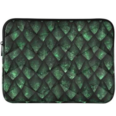 Imagem de Bolsa acolchoada para laptop com escala de dragão verde universal de 13 a 14 polegadas, acessórios de computador para MacBook Pro 14