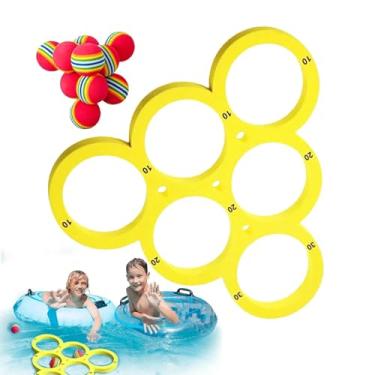 Imagem de Jogo de Piscina Flutuante com 10 Bolas e Anéis para Crianças e Adultos, Amarelo, 318mm x 287mm, 46g, Jogo de Arremesso Aquático