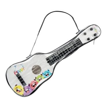 Imagem de simhoa Ukulele infantil de 42 cm (16,54") com 4 cordas, instrumento musical de faz de conta, afinador, bolsa para guardar, brinquedo para meninas e, Branco
