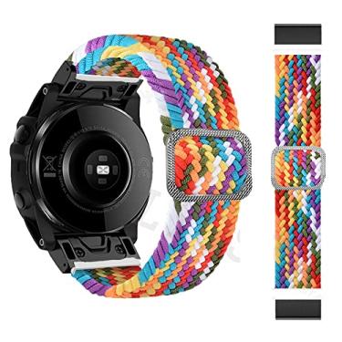 Imagem de BCMCBV Pulseira trançada de nylon elástico para relógio inteligente Garmin Fenix 7 7X 6 6X Pro 5 5X Plus 3 3HR D2 Epix 22 26 mm Correa (Cor: A, Tamanho: 26 mm Fenix 3 3HR)