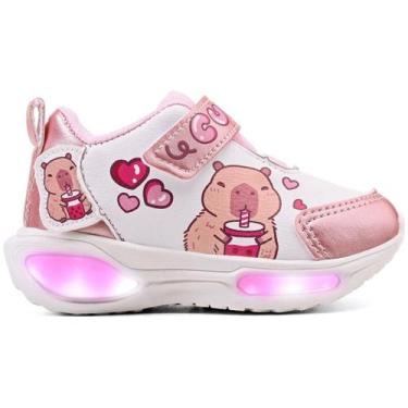 Imagem de Tênis minipé led capivara baby menina mp2530 - Mini-Pé, Branco rosa bb
