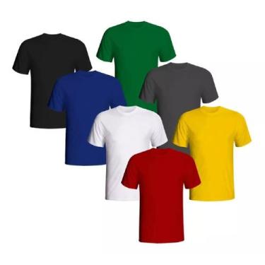 Imagem de Kit Com 5 Camisetas Básica Manga Curta Poliéster Masculina - TLT, M, C