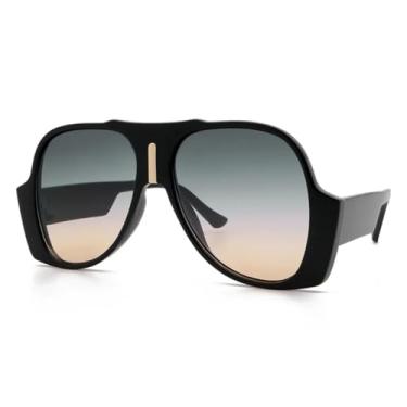 Imagem de Óculos de Sol Masculinos e Femininos Vintage, Modelos Grandes e Luxuosos, com Proteção UV400 (Preto e Verde)