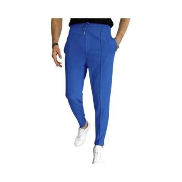 Imagem de Calças Esportivas Casuais Masculinas Slim Fit Com Textura Waffle, Cord