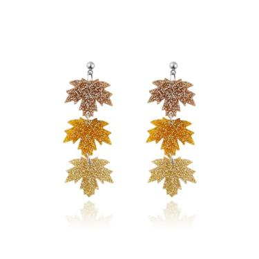 Imagem de Brincos femininos ThankGiving com pingente de folha de bordo, abóbora, gota de abóbora, brincos de outono, brincos de bordo de acrílico, tema de Ação de Graças, acessórios para festa, Large, Acrílico