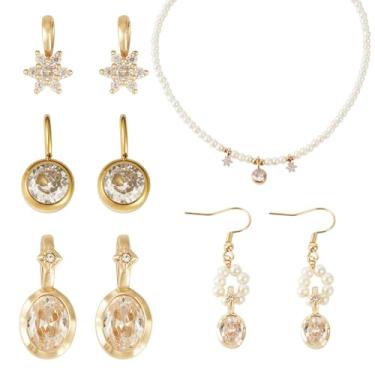 Imagem de Craftora 6 peças de pingentes de pedra de nascimento cristalinos - Amuletos ovais de zircônia cúbica, pingentes de strass redondos planos de aço inoxidável para fazer joias faça você mesmo brinco