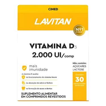 Imagem de Vitamina D3 Lavitan Cimed 2.000 UI 30 Comprimidos