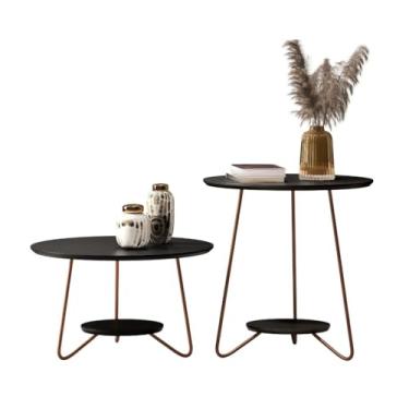 Imagem de Conjunto Mesa de Centro + Mesa Lateral - Combo Decorativo e Prático para Sala de Estar, Ideal para Ambientes Domésticos e Recepção (Preto)