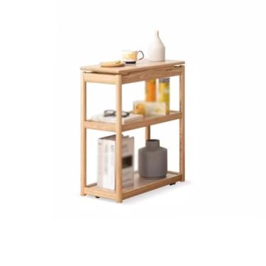 Imagem de ZXLPHA Mesa lateral de sofá, mesa lateral móvel de madeira maciça, armário lateral, armário lateral, sala de estar, pequeno suporte de armazenamento, aparador simples, mesa de centro