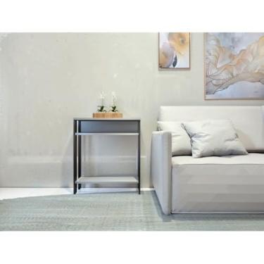 Imagem de Aparador Mesinha Todo MDF - Mesa Lateral de Sofá e Apoio, Prática para Sala, Escritório e Cozinha, Compacta e Durável (PRETO E CINZA)