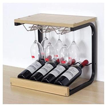 Imagem de Rack de exibição de vinho, um rack de vinho, armário suspenso, cabide, bar, suporte para família, suporte de copo de vinho tinto, decoração de madeira