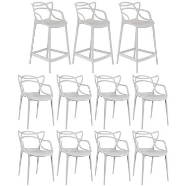 Imagem de Loft7, Kit 8 cadeiras + 3 banquetas médias Masters Allegra