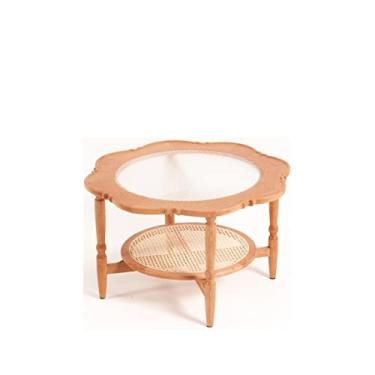 Imagem de Mesa de centro pequena mesa de centro de madeira nórdica mesa de centro para casa pequeno sofá de apartamento mesa lateral redonda sala de estar pequena mesa de centro mesa de quarto