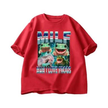 Imagem de Camiseta Feminina Vintage Com Estampa De Meme De Sapo, Manga Curta, En