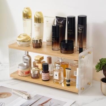 Imagem de Organizador de balcão de banheiro, prateleira de 2 camadas para maquiagem, cuidados com a pele, perfume, colônia e cosméticos - armazenamento de bancada para pia, penteadeira, cômoda, armário, rack e