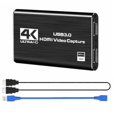 Imagem de Placa de Captura Vídeo 4K para Streaming Full HD 1080P 60FPS com Loop-Out USB 3 0 Microfone 5mm Plug and Play Games Videoconferência Transmissão Compatível Múltiplos Sistemas