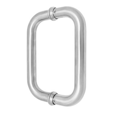 Imagem de YuGtcen Maçaneta de porta de chuveiro de 15 cm, puxador de porta de vidro de chuveiro dupla face de aço inoxidável 304 para banheiros de hotel e casa de banho (níquel escovado)