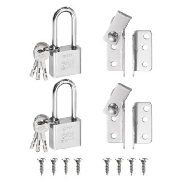 Imagem de PATIKIL 2 peças de trava dobrável de 1,5 mm, parafuso deslizante de aço inoxidável 304 com abertura esquerda para quarto, portas de banheiro, armários janelas, prata