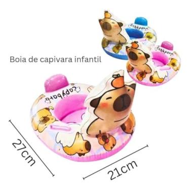 Imagem de Boia Inflável Infantil Capivara Redonda em PVC para Piscina e Praia (azul)