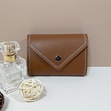 Imagem de Carteira com porta-cartões estilo órgão de couro PU com vários compartimentos para cartão de crédito portátil com encaixe, Marrom, Retrô