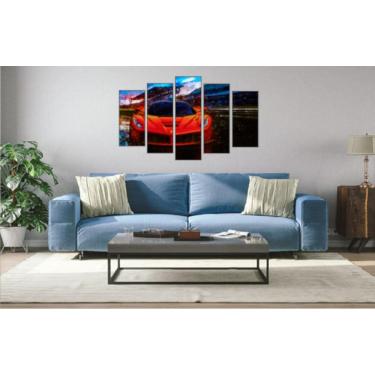 Imagem de Quadro Decorativo Mosaico 5 Peças Mod1170 Carro Laranja