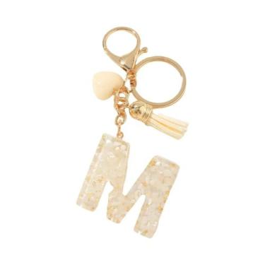 Imagem de Chaveiro Fofo Com Letra Inicial Do Alfabeto, Corações E Franjas Para P