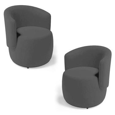 Imagem de Kit 02 Poltronas Decorativas Aisha Orgânica Veludo Preto - Desk Design