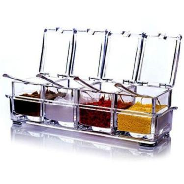 Imagem de Kit Porta Condimentos Temperos Acrlico Crystal SeasoningKit - ReparoCe