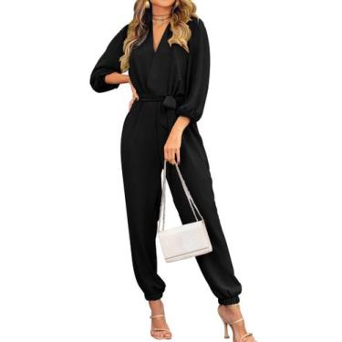 Imagem de Macacão PRETTYGARDEN Preto Médio com Decote V