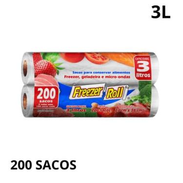 Imagem de Saco freezer 3 litros dover roll 2 rolos com 100 unidades cada  ideal 