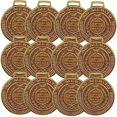 Imagem de Kit com 25 Medalhas Rema Honra Ao Mérito 50mm Com Fita Cor Bronze-Unissex