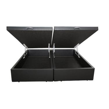 Imagem de Base Box Baú Casal Bipartido Sintético Cinza 138x188