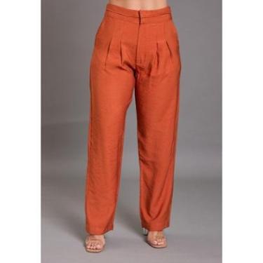 Imagem de Calça Pantalona Feminina com Pregas em Viscose Cor:;Tamanho:G;Idade:Adulto;Genero:Femin...