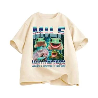 Imagem de Camiseta Feminina Vintage Com Estampa De Sapo, Manga Curta, Engraçada,