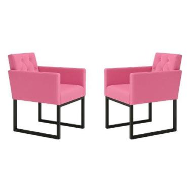 Imagem de Kit 2 Poltronas Decorativas Reforçada Recepção Base Ferro - Móveis Maf